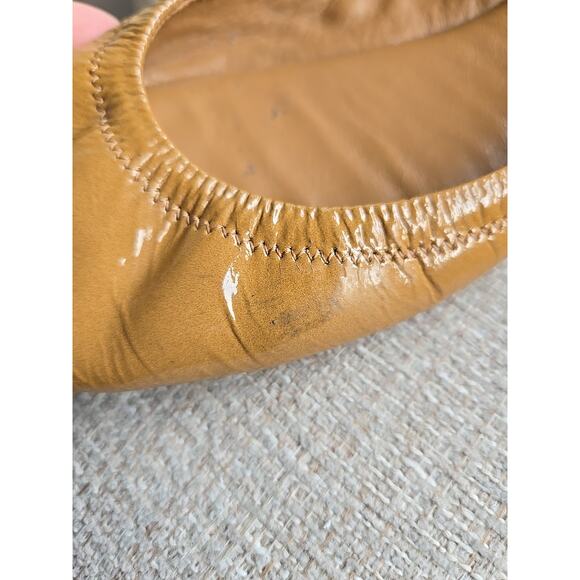 Tory Burch Tan Eddie Patent Leather Ballet Flats Size 7 - Picture 7 of 8